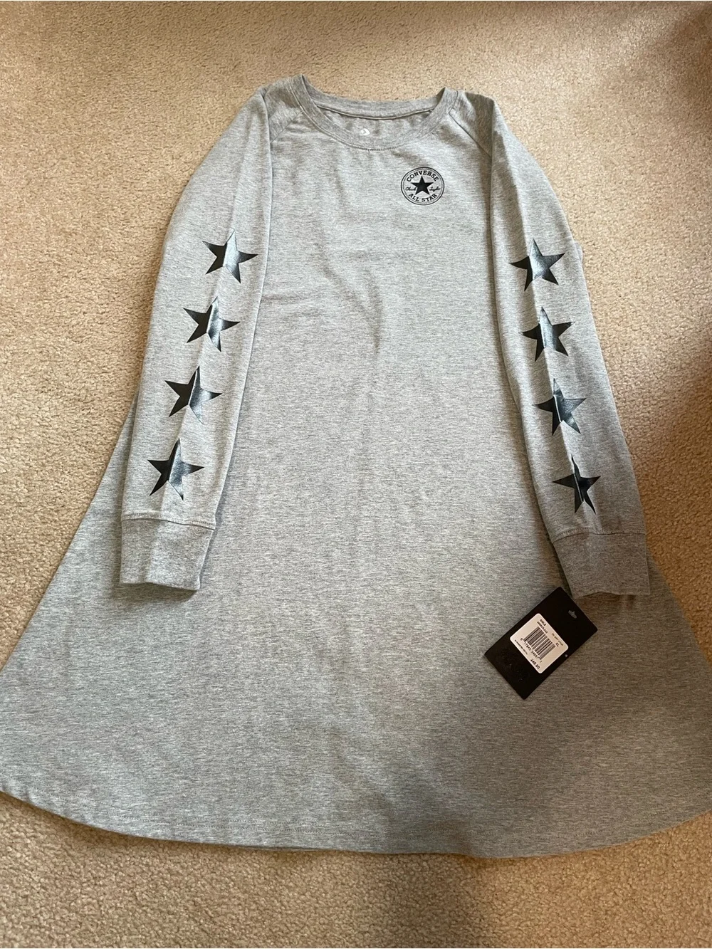 Converse NWT Girls Size XL Kids 13-15 Yrs Dark Gary Heather Tee Shirt Dress